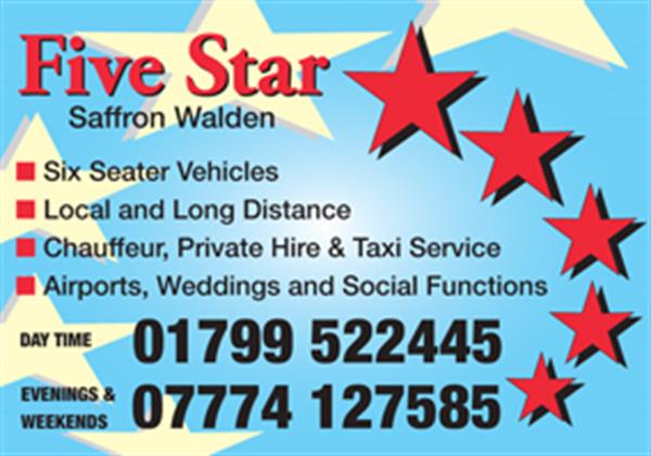 Advert for Fivestar (Taxis & Chauffeur Services)