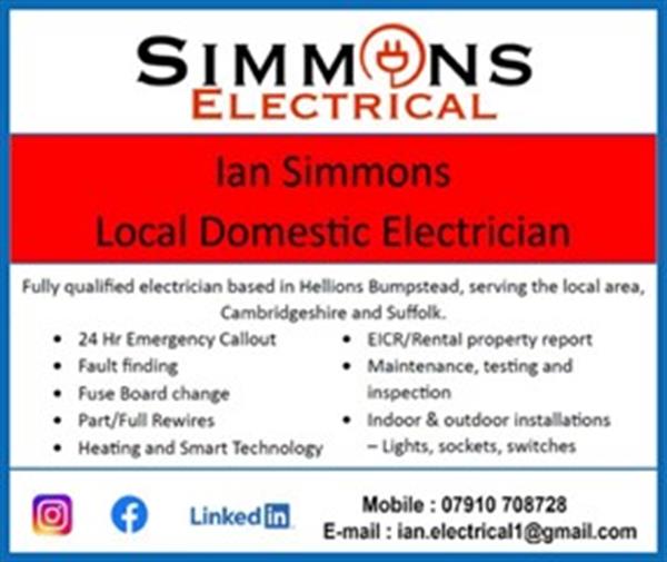 Advert for Simmons Electrical